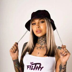 Baddie Fit - NEW GoGuy Chain Hat, CubExx Butterfly Bra & Vinyl Pink Mini Skirt